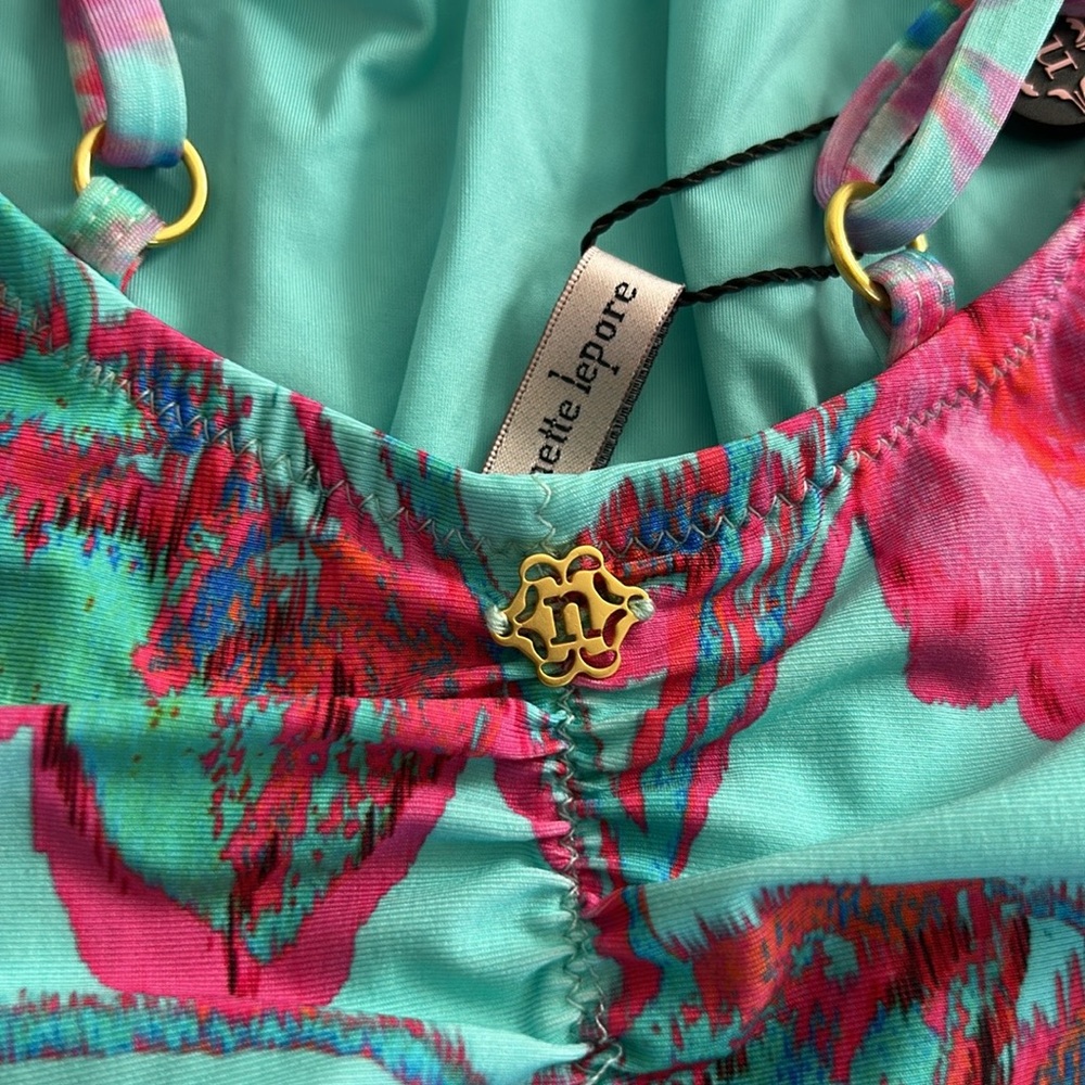 Nanette Lepore Turquoise and Pink Swimsuit - Picture 4 of 7